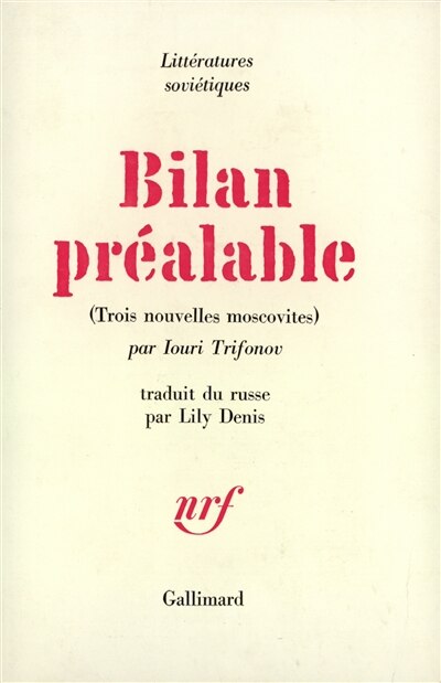 Front cover_Bilan préalable : trois nouvelles moscovites