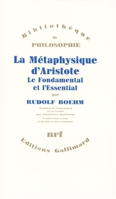 Front cover_La Métaphysique d'Aristote : le fondamental et l'essentiel