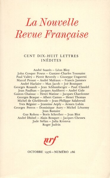 Couverture_Nouvelle revue fran&ccedil;aise, n&deg;286