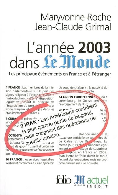 Front cover_L'année 2003 dans Le Monde : les principaux événements en France et à l'étranger