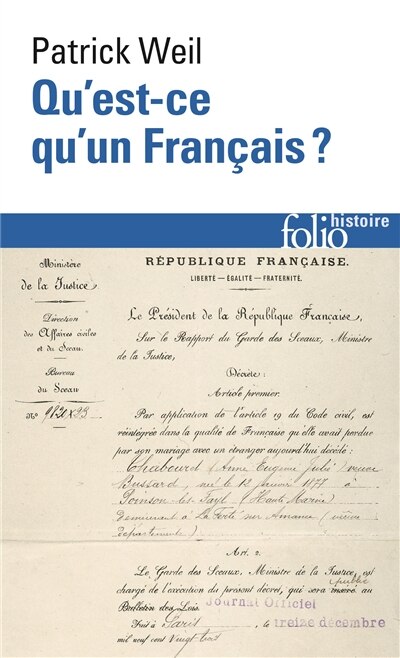 Front cover_Qu'est-ce qu'un Français ?