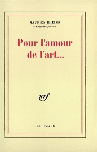 Front cover_Pour l'amour de l'art...