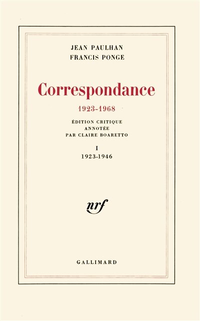 Front cover_Correspondance : 1923-1968, Vol. 1. 1923-1946
