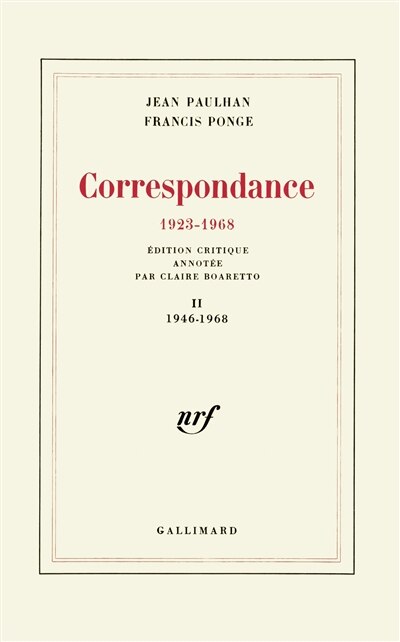 Front cover_Correspondance : 1923-1968, Vol. 2. 1946-1968