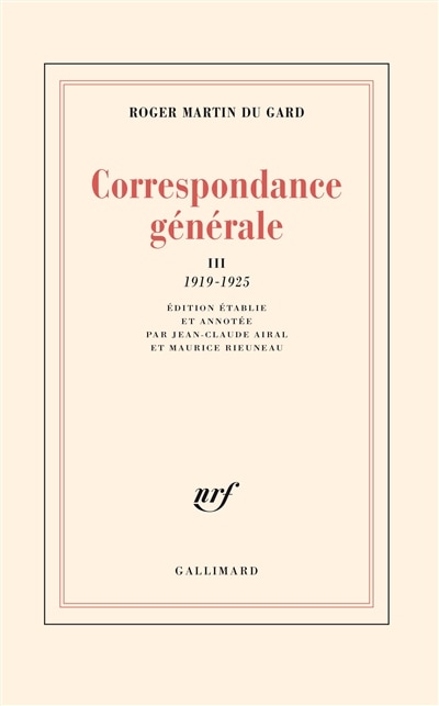 Front cover_Correspondance générale, Vol. 3. 1919-1925