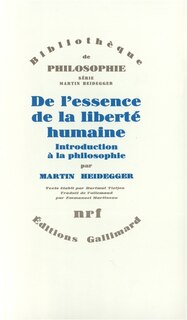 Couverture_De l'essence de la liberté humaine : introduction à la philosophie