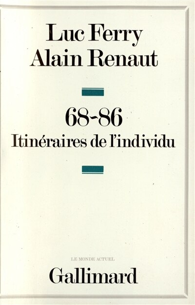 Front cover_68-86, itinéraires de l'individu