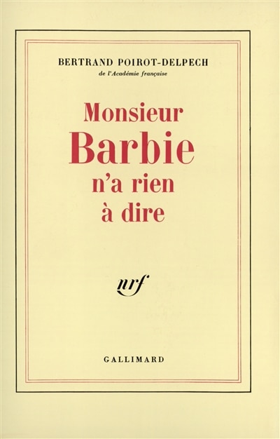 Front cover_Monsieur Barbie n'a rien à dire