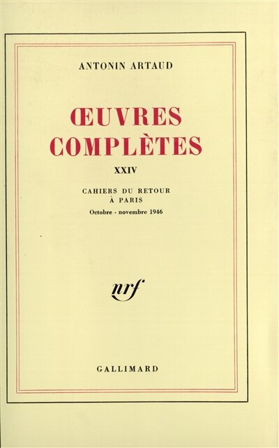 Front cover_Cahiers du retour à Paris : octobre-novembre 1946