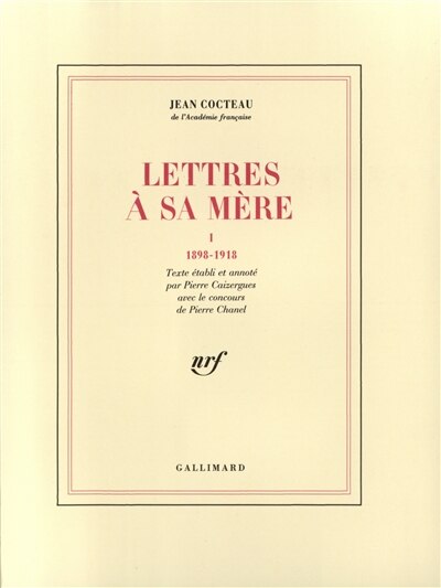 Couverture_Lettres à sa mère, Vol. 1. 1898-1918