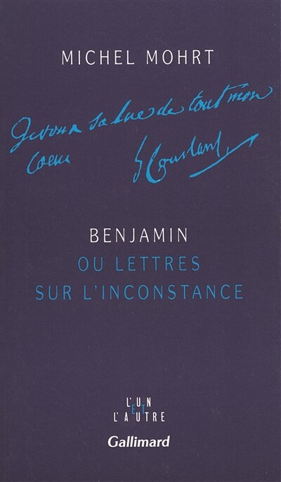 Front cover_Benjamin ou Lettres sur l'inconstance