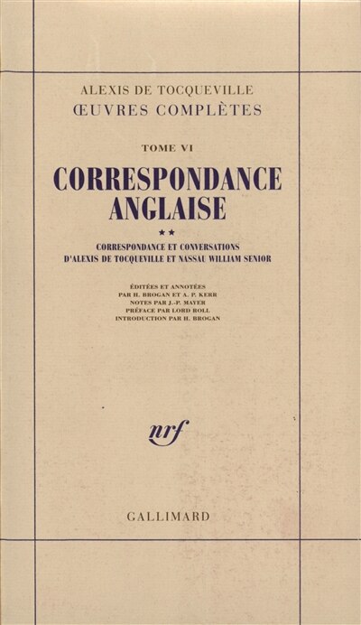 Front cover_Correspondance anglaise : correspondance et conversations d'Alexis de Tocqueville et Nassau William Senior