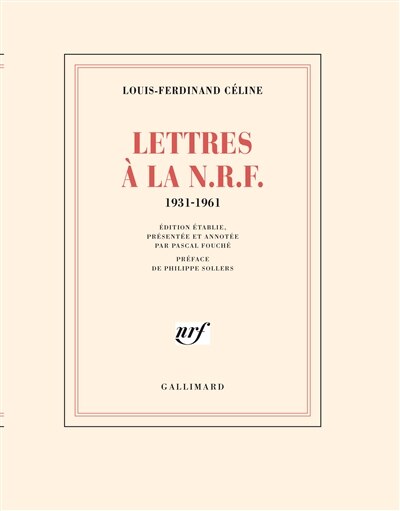 Front cover_Lettres à la N.R.F. : 1931-1961