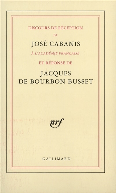 Front cover_Discours de réception à l'Académie française et réponse de Jacques de Bourbon-Busset