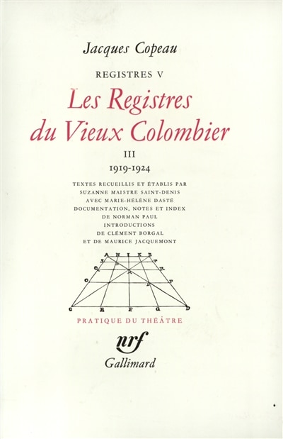Front cover_Les registres du Vieux-Colombier, Vol. 5. 1919-1924