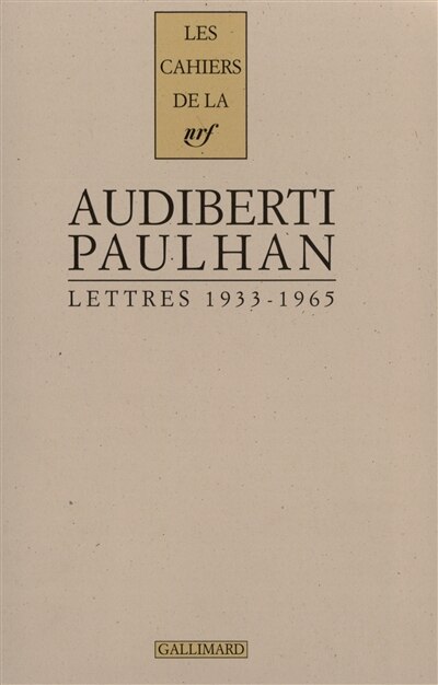 Front cover_Lettres à Jean Paulhan : 1933-1965