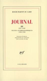 Front cover_Journal, Vol. 3. 1937-1949 *** Textes autobiographiques : 1950-1958