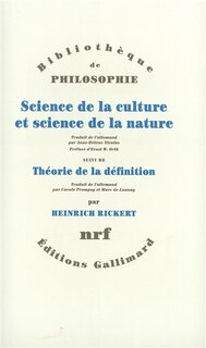 Front cover_Science de la culture et science de la nature ; Théorie de la définition