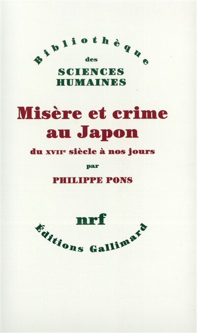 Front cover_Misère et crime au Japon du XVIIe siècle à nos jours