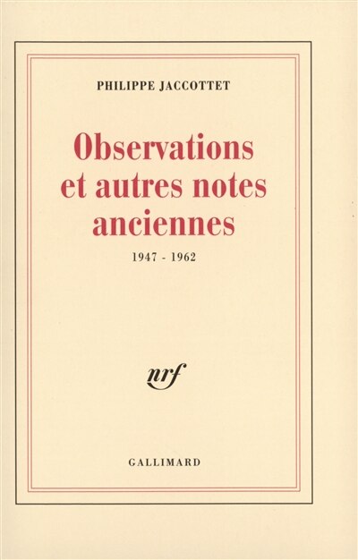 Couverture_Observations et autres notes anciennes : 1947-1962