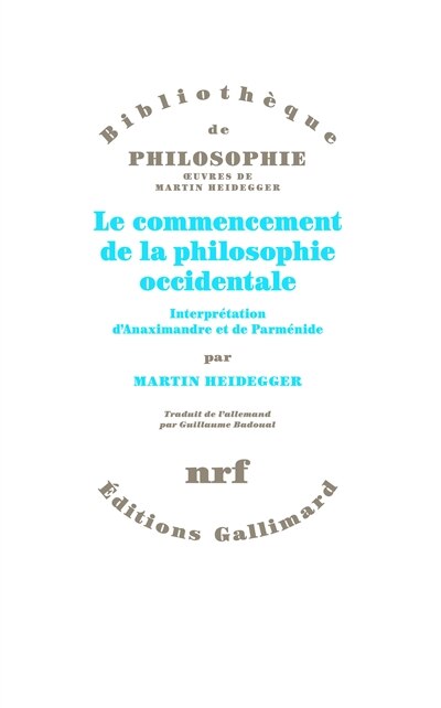 Front cover_Le commencement de la philosophie occidentale