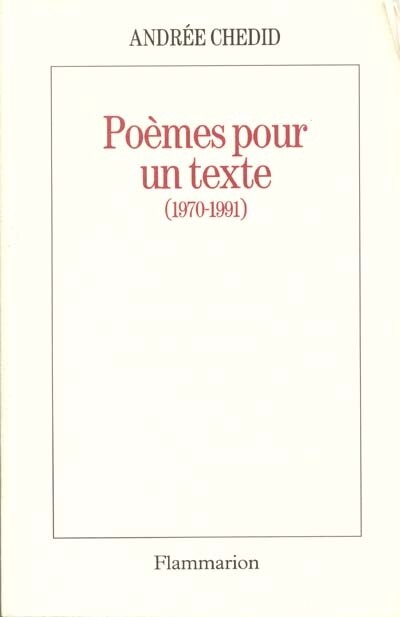 Front cover_Poèmes pour un texte : 1970-1991