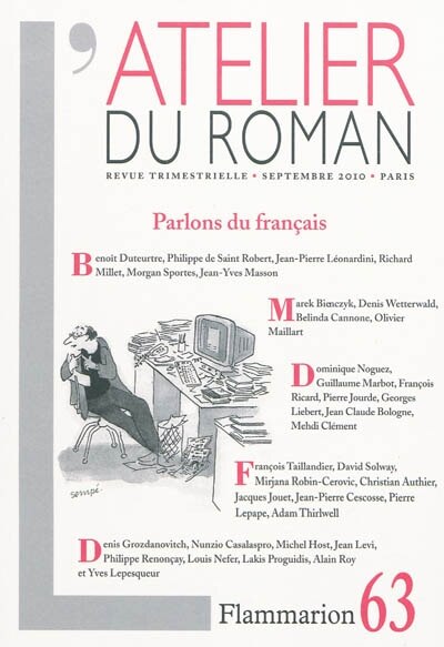 Front cover_Atelier du roman (L'), n°63. Parlons du français