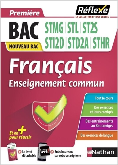 Front cover_Français, enseignement commun première, bac STMG, STL, ST2S, STI2D, STD2A, STHR : nouveau bac