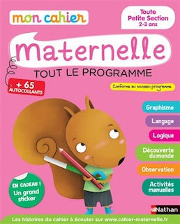 Couverture_Mon cahier maternelle toute petite section, 2-3 ans : tout le programme