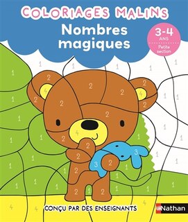 Couverture_Coloriages malins : nombres magiques : 3-4 ans, PS