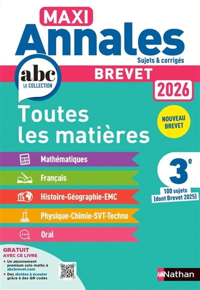 Couverture_Maxi annales brevet 2026, 3e