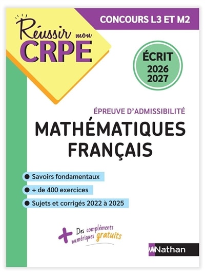 Couverture_Mathématiques, français, épreuve d'admissibilité