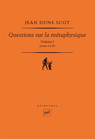 Front cover_Questions sur la métaphysique, Vol. 1. Livres I à III