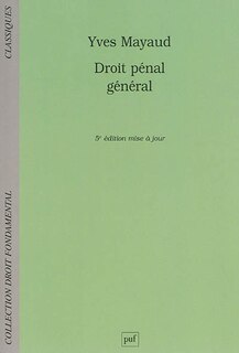 Front cover_Droit pénal général
