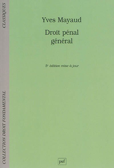 Front cover_Droit pénal général