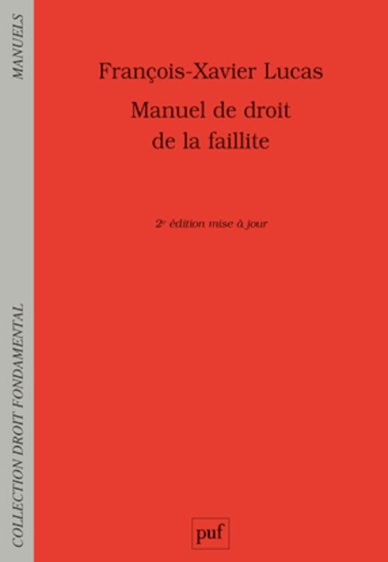 Front cover_Manuel de droit de la faillite