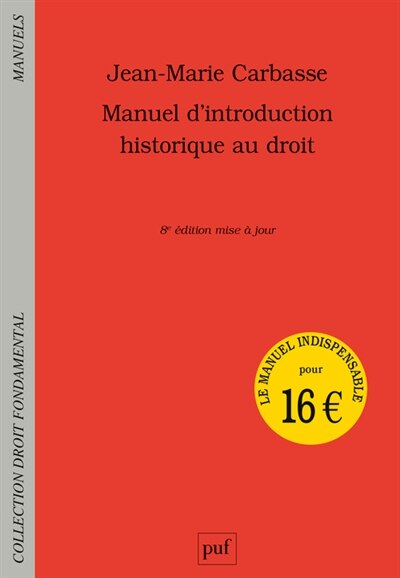 Front cover_Manuel d'introduction historique au droit