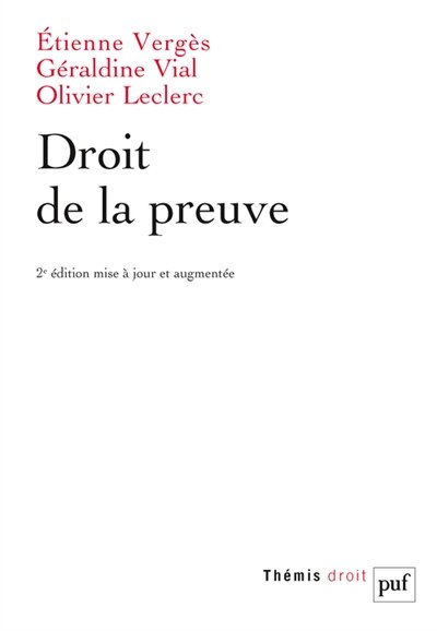 Front cover_Droit de la preuve