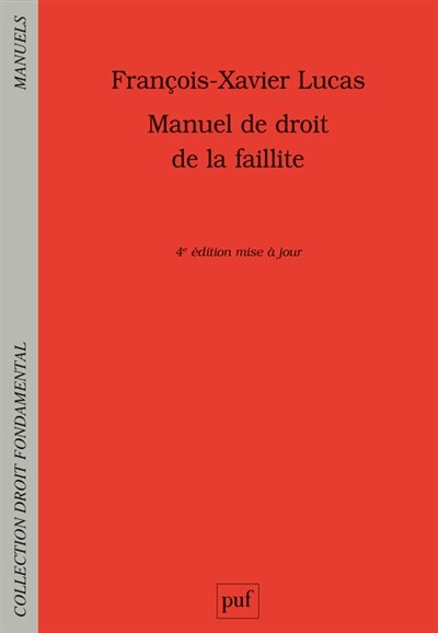 Front cover_Manuel de droit de la faillite