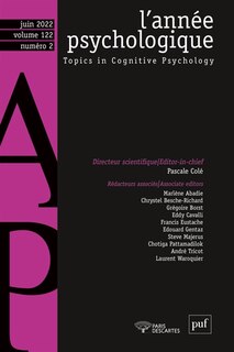 Front cover_Année psychologique (L'), n°2 (2022)