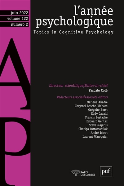 Front cover_Année psychologique (L'), n°2 (2022)