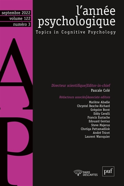Front cover_Année psychologique (L'), n°3 (2022)
