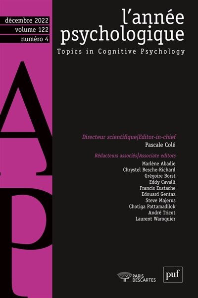 Front cover_Année psychologique (L'), n°4 (2022)