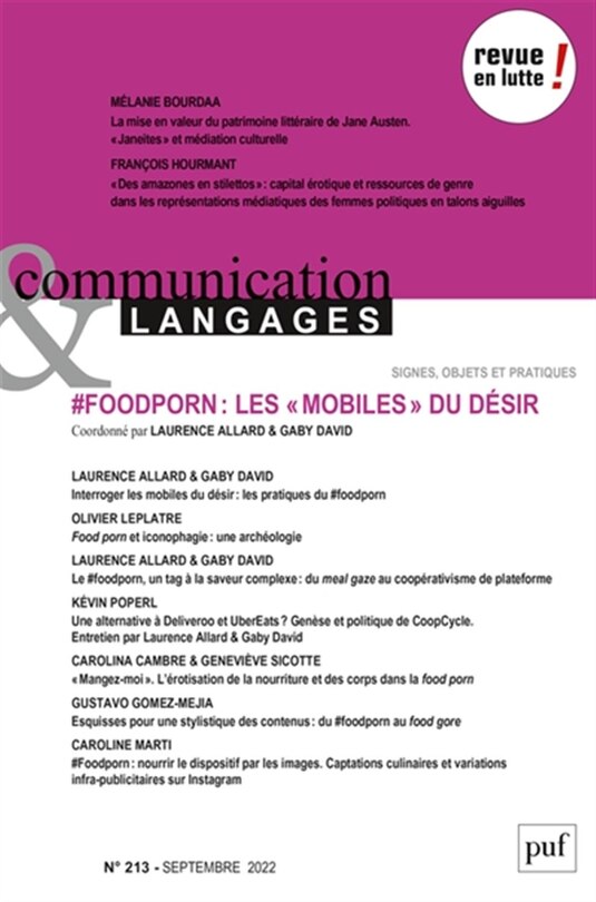 Front cover_Communication & langages, n°213. #foodporn : les mobiles du désir