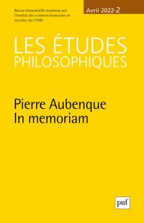 Couverture_Etudes philosophiques (Les), n°2 (2022). Pierre Aubenque, in memoriam