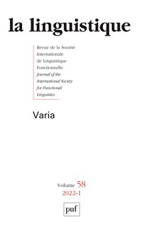 Front cover_Linguistique (La), n°1 (2022). Varia