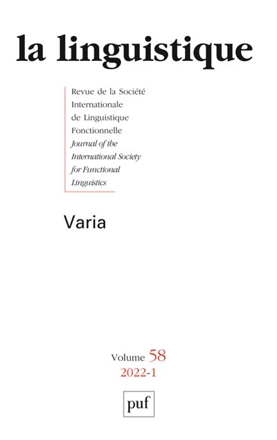 Front cover_Linguistique (La), n°1 (2022). Varia
