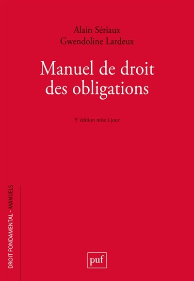 Front cover_Manuel de droit des obligations