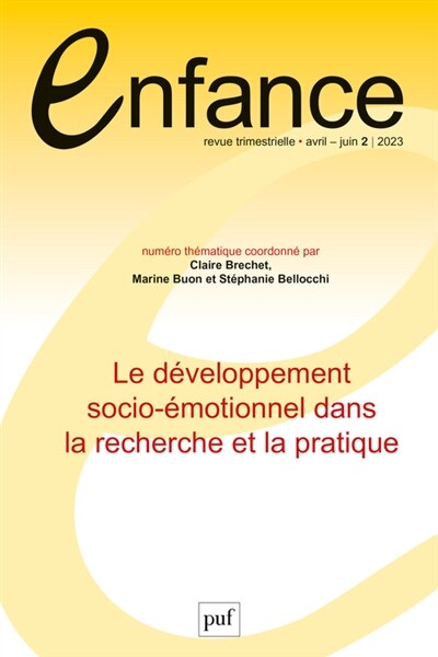 Front cover_Enfance, n°2 (2023). Le développement socio-émotionnel dans la recherche et la pratique