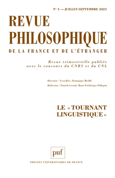 Couverture_Revue philosophique, n°3 (2023). Le tournant linguistique